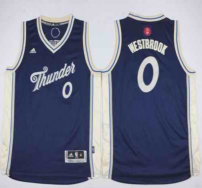 Thunder #0 Russell Westbrook Blue 2015-2016 Christmas Day Stitched Youth NBA Jersey