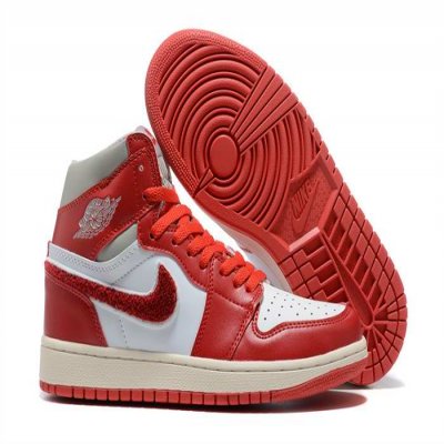 Women's Running Weapon Air Jordan 1 Red/White Shoes 0220