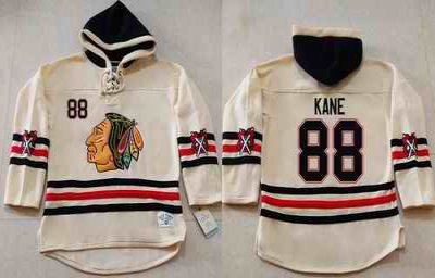 Blackhawks #88 Patrick Kane Cream Heavyweight Pullover Hoodie Stitched NHL Jersey