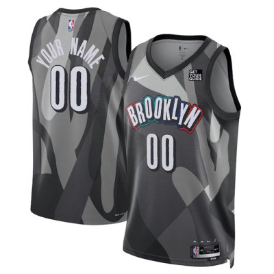 Men's Brooklyn Nets Active Player Custom Gray 2024/25 City Edition Stitched Basketball Jersey