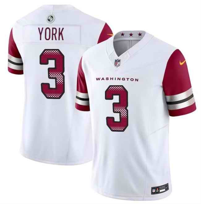 Men's Washington Commanders #3 Cade York White 2024 F.U.S.E Vapor Limited Stitched Football Jersey