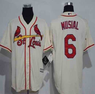 Cardinals #6 Stan Musial Cream New Cool Base Stitched MLB Jersey