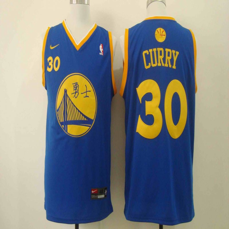 Men's Nike Golden State Warriors #30 Stephen Curry Chinese Black Authentic Stitched NBA Jersey