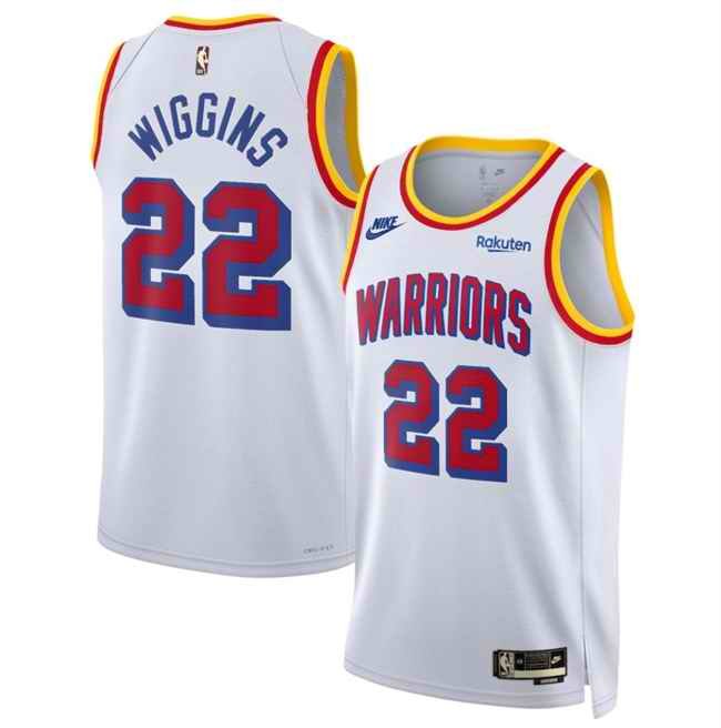 Men's Golden State Warriors #22 Andrew Wiggins White 2024/25 Classic Edition Stitched Basketball Jersey