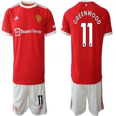 Men's Manchester United #11 Mason Greenwood Red Home Soccer Jersey Suit