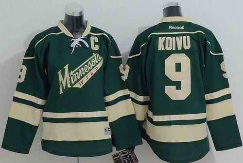 Wild #9 Mikko Koivu Green Stitched Youth NHL Jersey