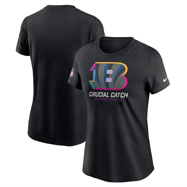 Women's Cincinnati Bengals Black 2024 Crucial Catch T-Shirt(Run Small)