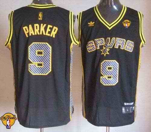 Spurs #9 Tony Parker Black Electricity Fashion Finals Patch Stitched NBA Jersey