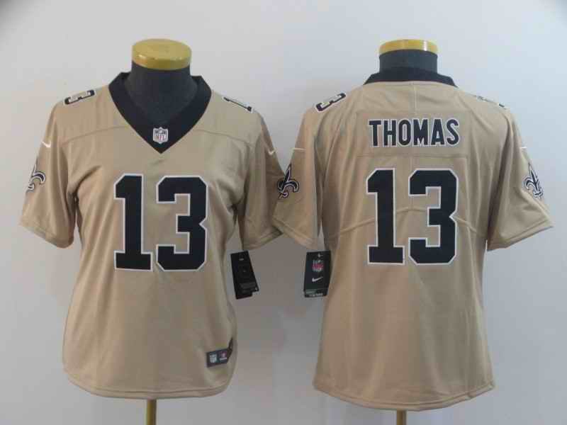 Women's New Orleans Saints #13 Michael Thomas Gold Inverted Legend Stitched NFL Jersey(Run Small)