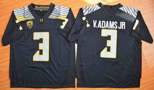 Ducks #3 Vernon Adams Jr. Olive Black(White No.) Stitched NCAA Jersey