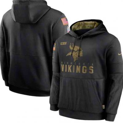 Men's Minnesota Vikings 2020 Black Salute to Service Sideline Performance Pullover Hoodie