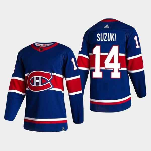 Men's Montreal Canadiens #14 Nick Suzuki Blue Stitched Jersey