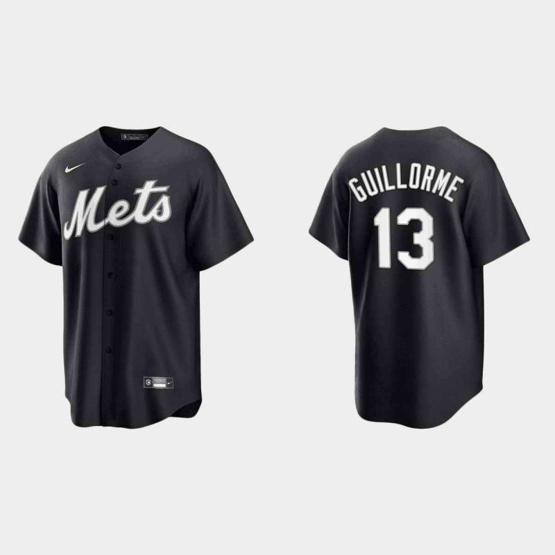 Men's New York Mets #13 Luis Guillorme Black Cool Base Stitched Baseball Jersey