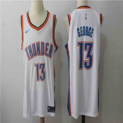 Men's Nike Oklahoma City Thunder #13 Paul George White Stitched NBA Jersey