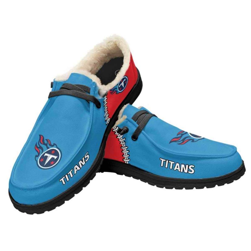 Men's Tennessee Titans Loafers Lace Up Fuzzy Lined Shoes 001 (Pls check description for details)