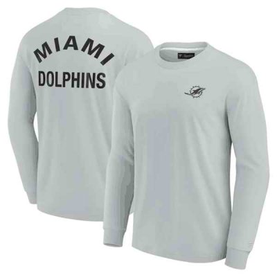 Men's Miami Dolphins Grey Signature Unisex Super Soft Long Sleeve T-Shirt