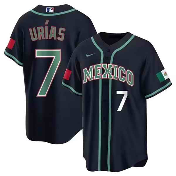 Men's Mexico Baseball #7 Julio Ur'as 2023 Black World Baseball Classic Stitched Jersey