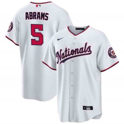 Men's Washington Nationals #5 CJ Abrams White Cool Base Stitched Baseball Jersey