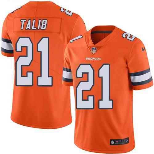 Nike Broncos #21 Aqib Talib Orange Men's Stitched NFL Limited Rush Jersey