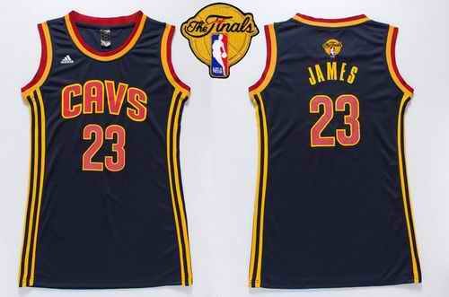 Cavaliers #23 LeBron James Navy Blue The Finals Patch Women's Dress Stitched NBA Jersey