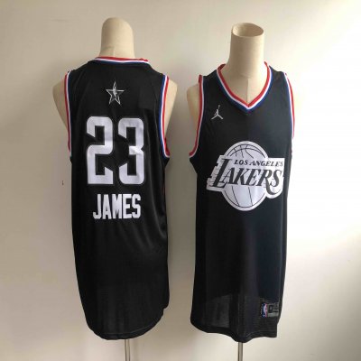 Men's Los Angeles Lakers #23 Lebron James Black 2019 NBA All Star Stitched NBA Jersey