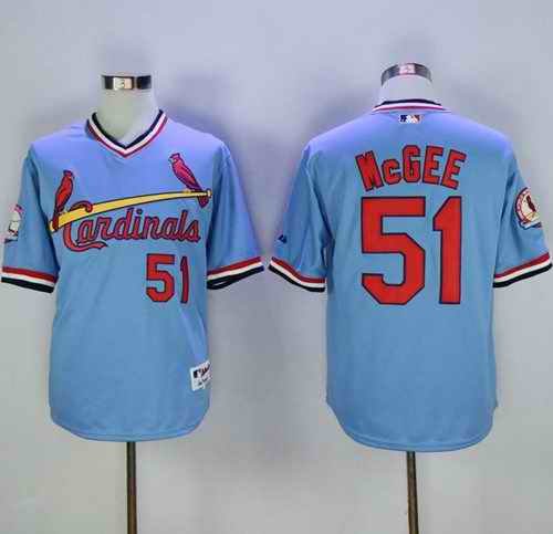 Cardinals #51 Willie McGee Blue Cooperstown Throwback Stitched MLB Jersey