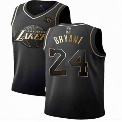 Men's Los Angeles Lakers #24 Kobe Bryant Black Golden Edition With KB Patch Stitched Jersey