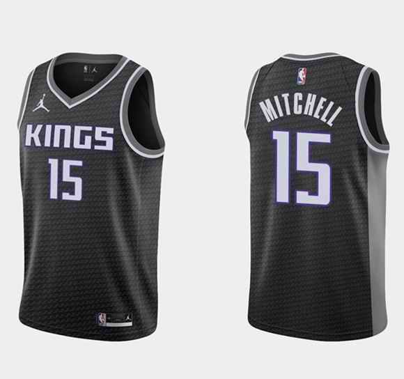 Men's Sacramento Kings #15 Davion Mitchell Swingman Black Statement Edition Stitched Jersey