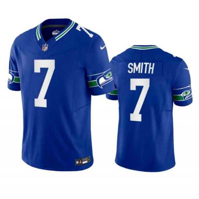 Men's Seattle Seahawks #7 Geno Smith Royal 2023 F.U.S.E. Vapor Limited Throwback Stitched Jersey