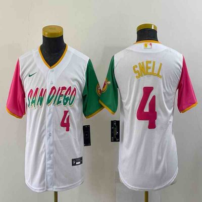 Youth San Diego Padres #4 Blake Snell 2022 White City Connect Stitched Baseball Jersey