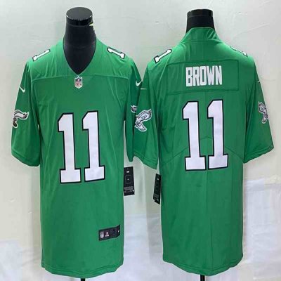 Men's Philadelphia Eagles #11 A. J. Brown Green Stitched Football Jersey