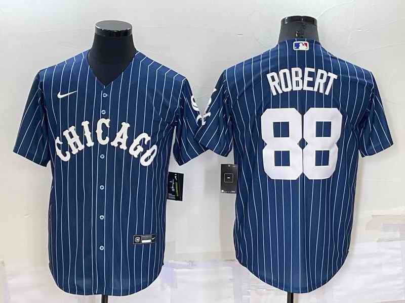 Men's Chicago White Sox #88 Luis Robert Navy Cool Base Stitched Jersey