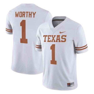 Men's Texas Longhorns #1 Xavier Worthy White Stitched Jersey