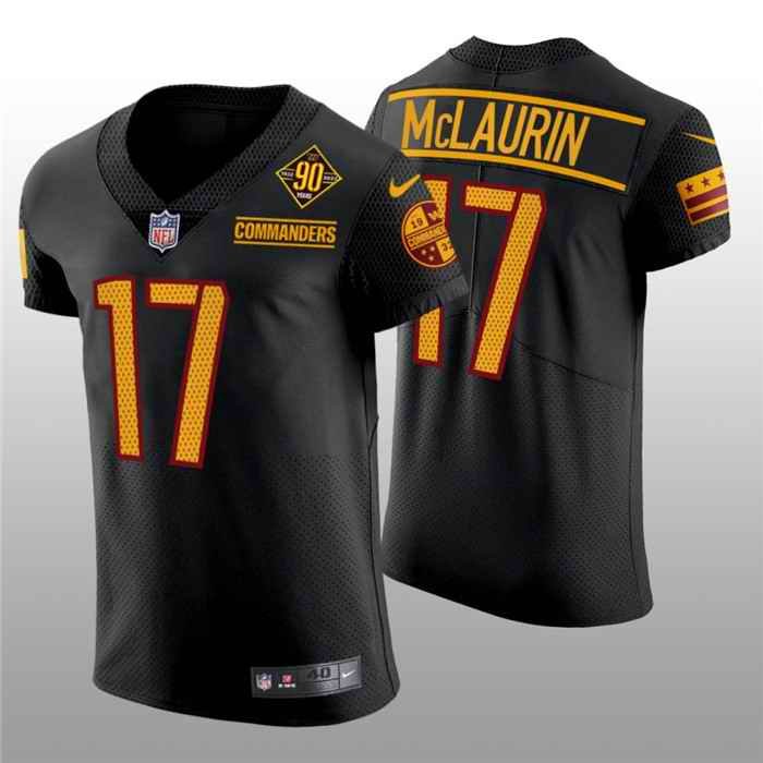 Men's Washington Commanders #17 Terry McLaurin 90th Anniversary Black Elite Stitched Jersey