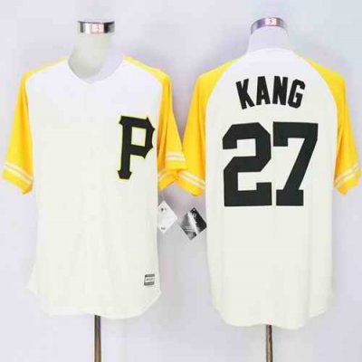 Pirates #27 Jung-ho Kang Cream/Gold Exclusive New Cool Base Stitched MLB Jersey