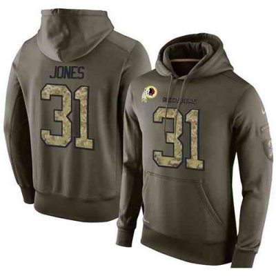 NFL Men's Nike Washington Redskins #31 Matt Jones Stitched Green Olive Salute To Service KO Performance Hoodie