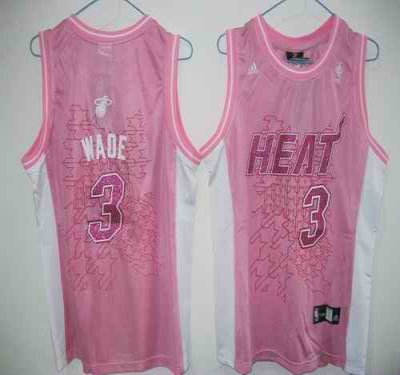 Heat #3 Dwyane Wade Pink Women Stitched NBA Jersey