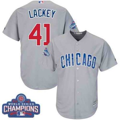 Cubs #41 John Lackey Grey Road 2016 World Series Champions Stitched Youth MLB Jersey