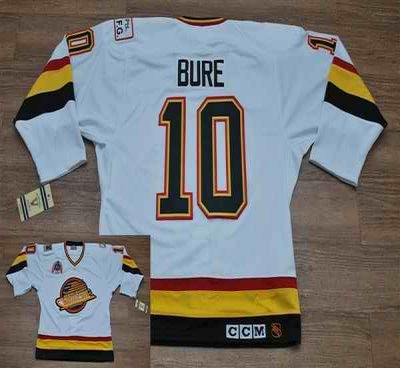 Canucks #10 Pavel Bure Stitched White CCM Throwback Vintage NHL Jersey