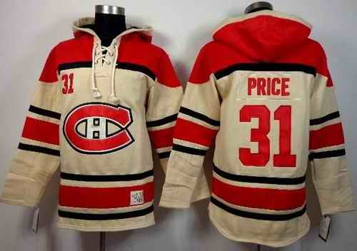 Canadiens #31 Carey Price Cream Sawyer Hooded Sweatshirt Stitched NHL Jersey