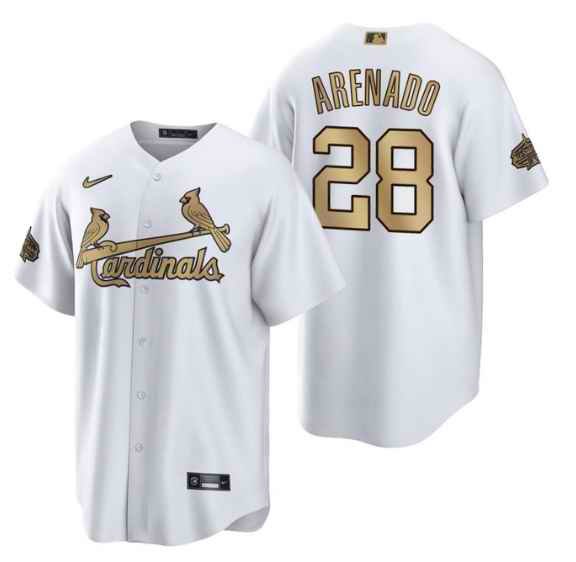 Men's St. Louis Cardinals #28 Nolan Arenado 2022 All-Star White Cool Base Stitched Baseball Jersey