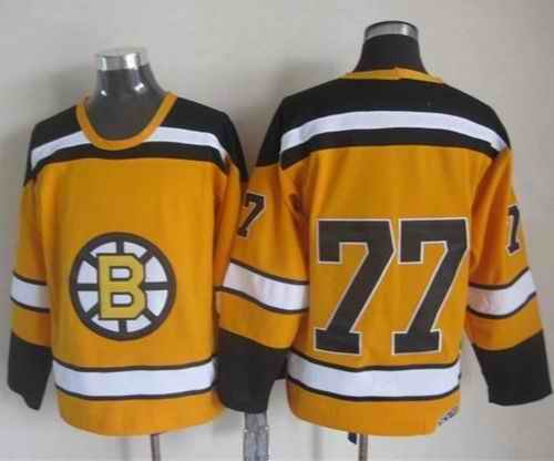 Bruins #77 Ray Bourque Yellow CCM Throwback Stitched NHL Jersey