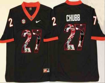 Bulldogs #27 Nick Chubb Black Player Fashion Stitched NCAA Jersey