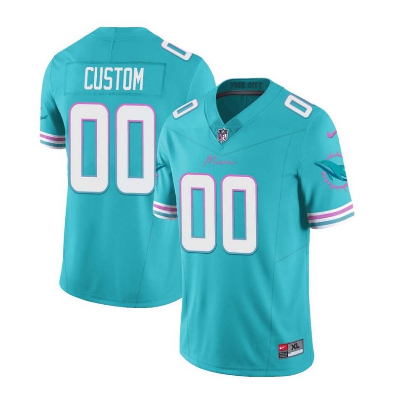 Men's Miami Dolphins Active Player Custom Aqua 2023 F.U.S.E Vapor Limited Stitched Football Jersey