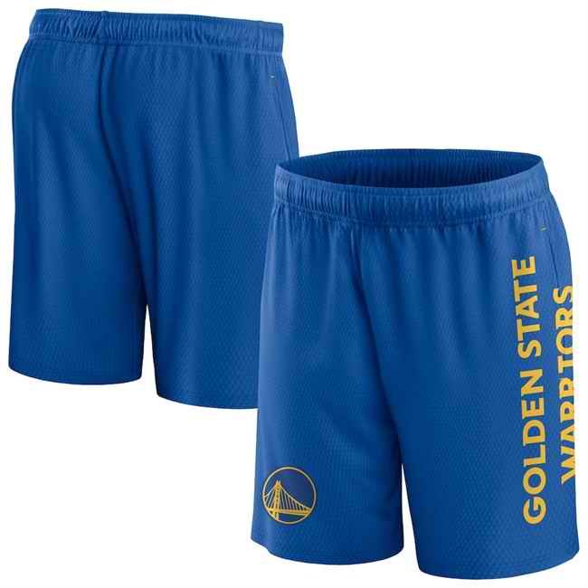 Men's Golden State Warriors Royal Post Up Mesh Shorts(Run Small)