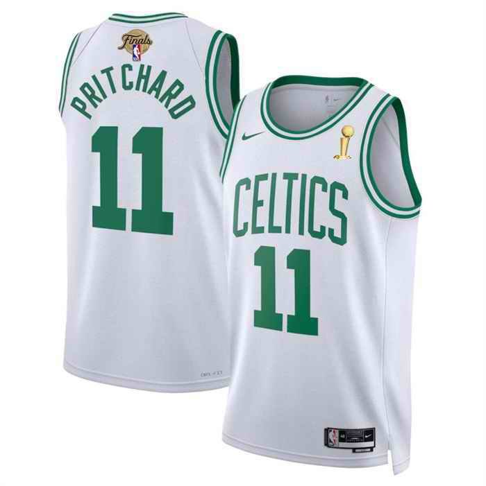 Men's Boston Celtics #11 Payton Pritchard White 2024 Finals Champions Association Edition Stitched Basketball Jersey