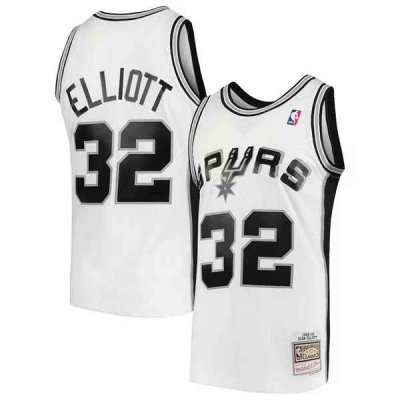 Men's San Antonio Spurs #32 Sean Elliott White 1998-99 Hardwood Classics Swingman Stitched Jersey