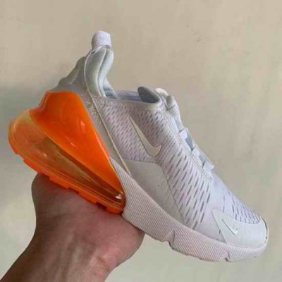 Men's Hot sale Running weapon Air Max 270 White/Orange Shoes 0105