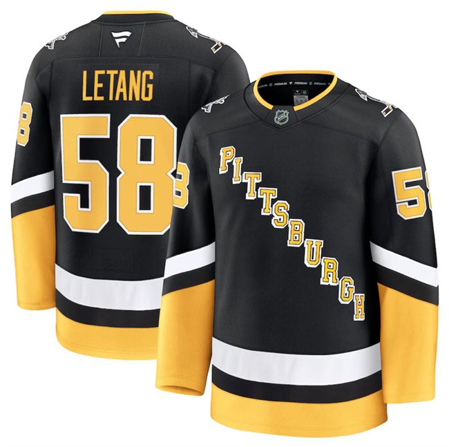 Men's Pittsburgh Penguins #58 Kris Letang Black 2024-25 Alternate Stitched Hockey Jersey