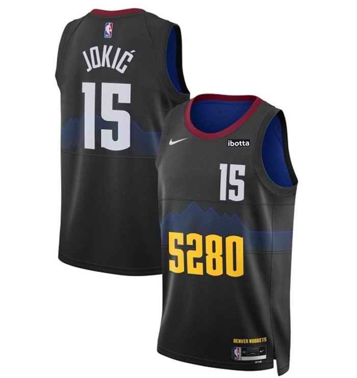 Men's Denver Nuggets #15 Nikola Jokic Black 2023 City Edition Stitched Basketball Jersey